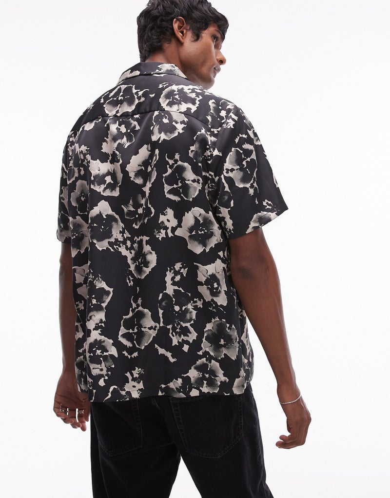 TOPMAN Short Sleeve Satin Floral Shirt  - Image 2