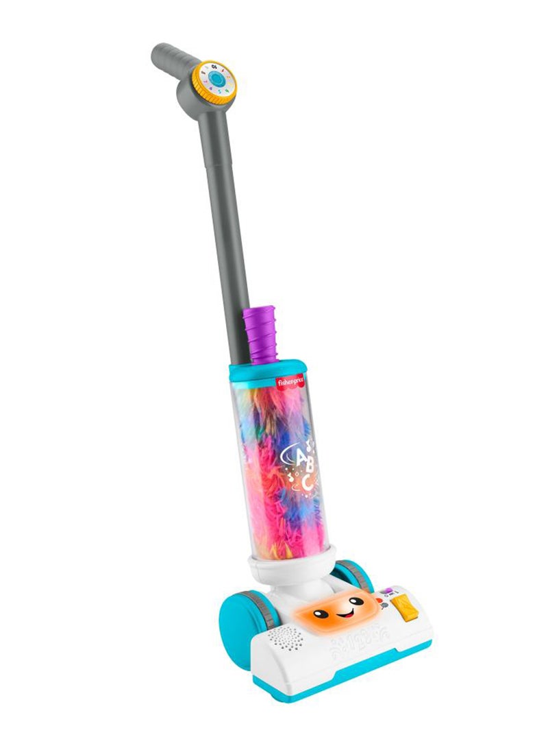 Fisher-Price لعبة الأطفال ضحك وتعلم مكنسة 2 في 1 مع ممسحة، أضواء وموسيقى للعب التظاهر للأطفال من عمر 2 سنوات فما فوق، نسخة متعددة اللغات - Image 1