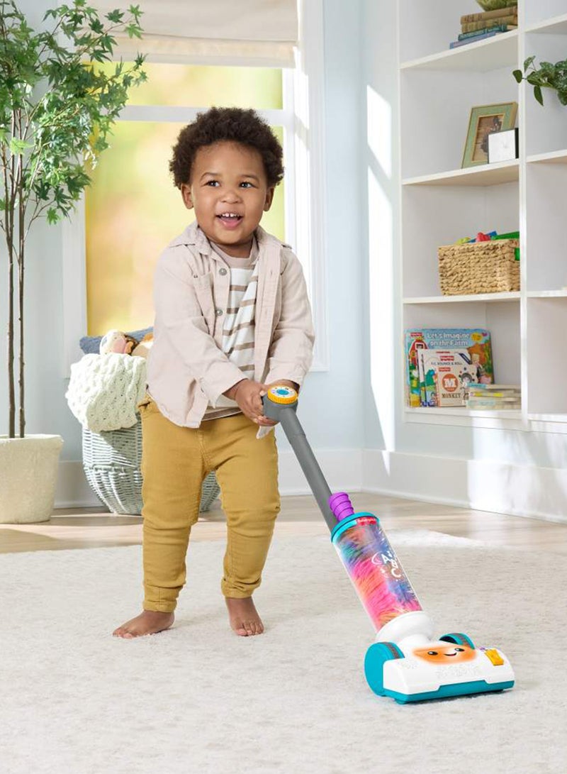 Fisher-Price لعبة الأطفال ضحك وتعلم مكنسة 2 في 1 مع ممسحة، أضواء وموسيقى للعب التظاهر للأطفال من عمر 2 سنوات فما فوق، نسخة متعددة اللغات - Image 2