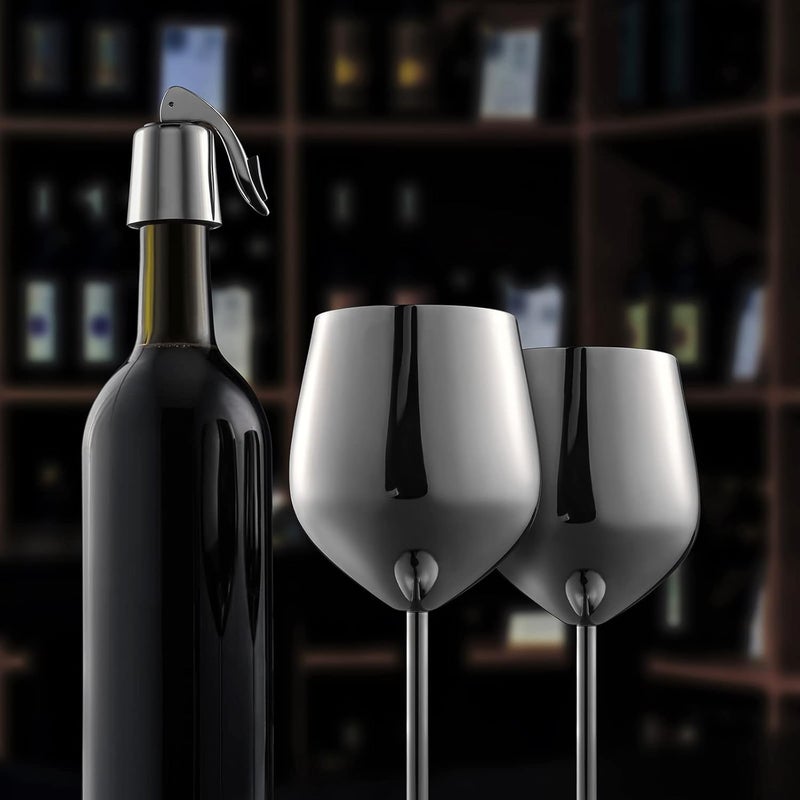 WOTOR Stainless Steel Wine Glasses Set of 4, 18oz Unbreakable Metal Wine Glass, Fancy, Unique Wine Goblets for Outdoor, Travel, Camping and Pool, Ideal Gift for Wine Lovers (Silver) - Image 5