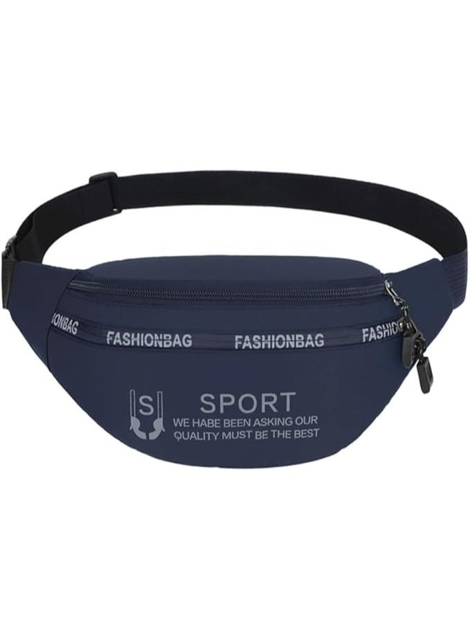 Men’s Waterproof Waist Bag with Modern Practical Design, Lightweight and Multi-Pocket – Ideal for Sports, Travel, and Hiking (Code 9306058) – Color: Navy - Image 2