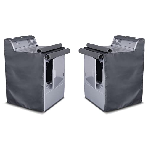 AKEfit 2 Pack Washing Machine Cover,Waterproof Dustproof Washing Cover with Zipper,Fit for Outside Top or Front Load Washer/Dryer,27"W x 26"D x 43"H-Grey - Image 1
