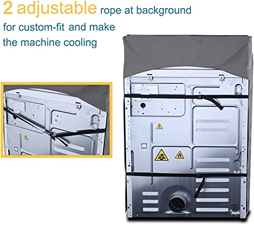 AKEfit 2 Pack Washing Machine Cover,Waterproof Dustproof Washing Cover with Zipper,Fit for Outside Top or Front Load Washer/Dryer,27"W x 26"D x 43"H-Grey - Image 4