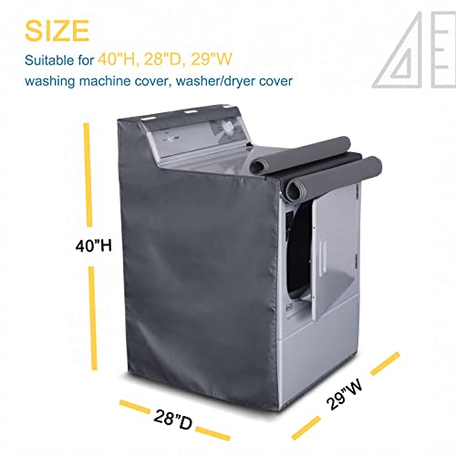AKEfit 2 Pack Washing Machine Cover,Waterproof Dustproof Washing Cover with Zipper,Fit for Outside Top or Front Load Washer/Dryer,27"W x 26"D x 43"H-Grey - Image 2