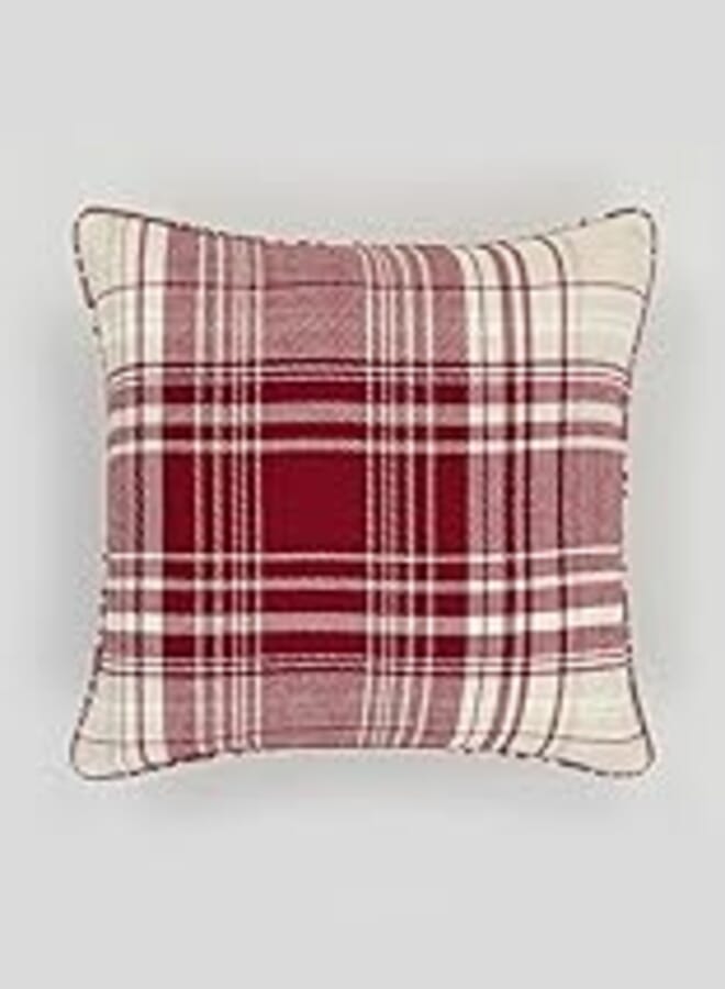 Matalan 2805380 Check Cushion, 50 cm x 50 cm Size, Red