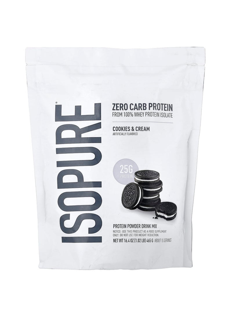 Zero Carb Protein Powder, Cookies & Cream, 1.02 lb (465 g)