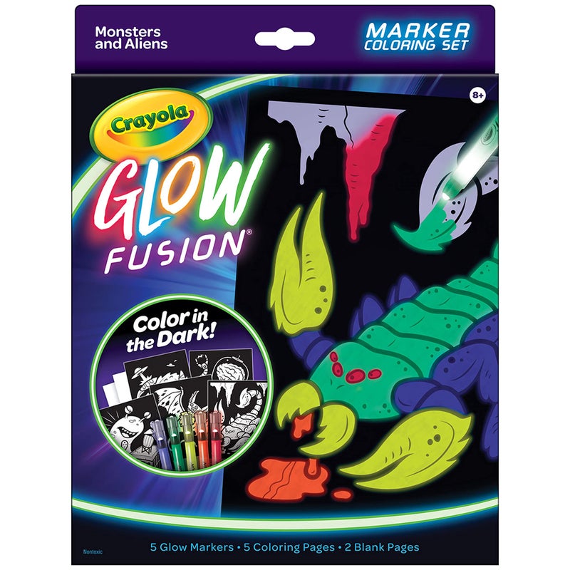 Crayola Glow Fusion, Glow in The Dark Coloring Set with Markers, Alien & Monster Coloring Pages, Gift for Kids - Image 2