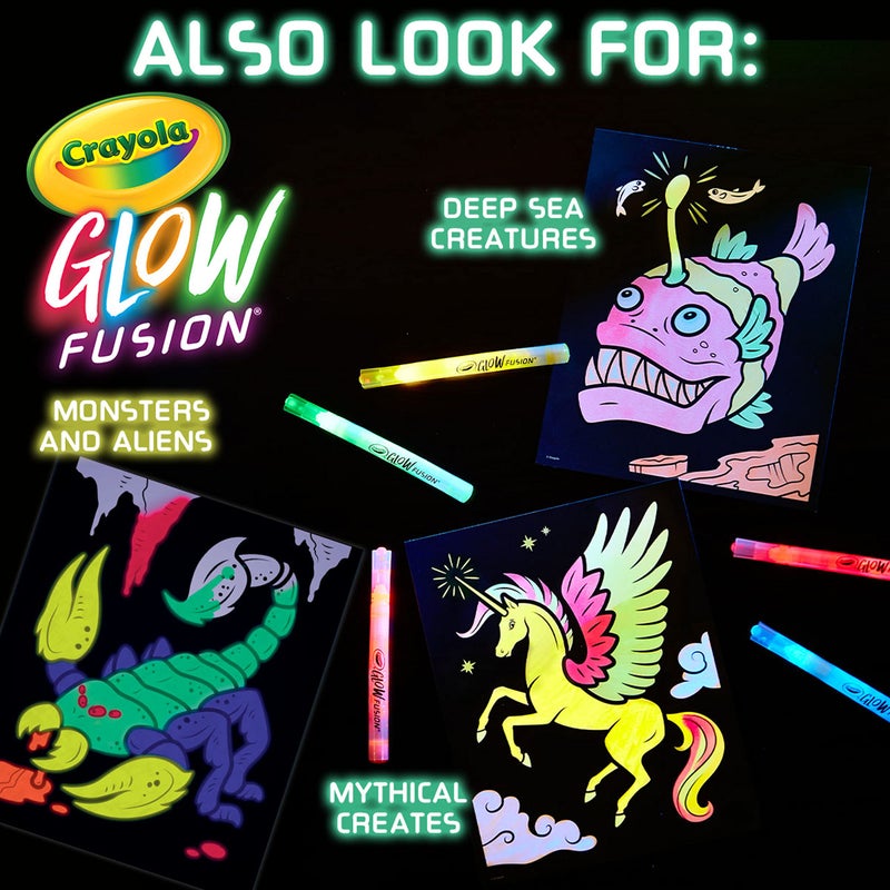 Crayola Glow Fusion, Glow in The Dark Coloring Set with Markers, Alien & Monster Coloring Pages, Gift for Kids - Image 5