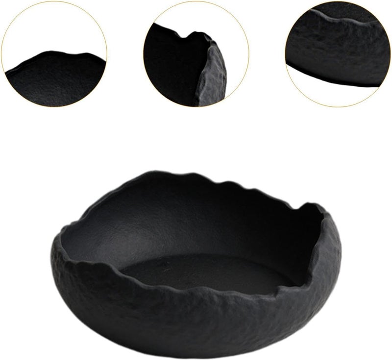 Dinner Plate Ceramic Dessert Plate Salad Plate Appetizer Plate with Irregular Shape Minimalist Japanese Design Suitable for Home Dining Gift Giving, Black - Image 4