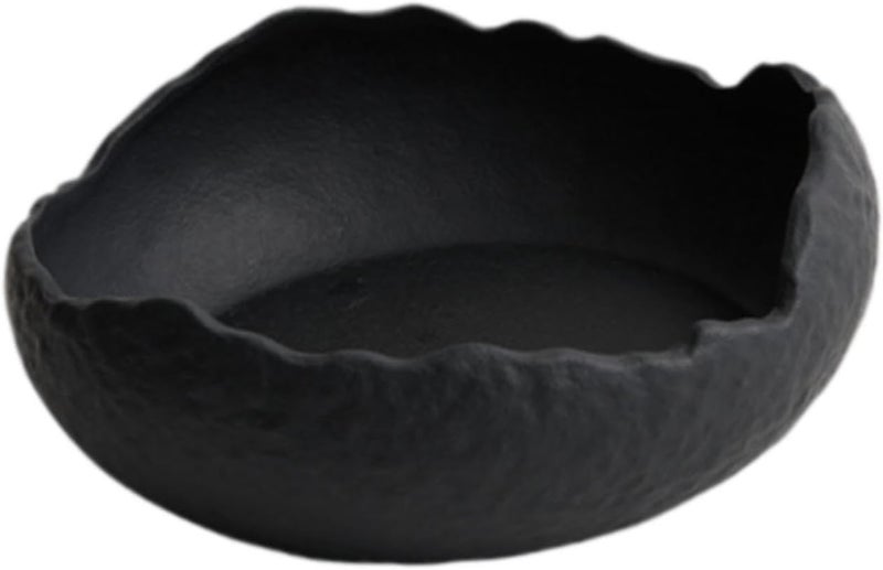Dinner Plate Ceramic Dessert Plate Salad Plate Appetizer Plate with Irregular Shape Minimalist Japanese Design Suitable for Home Dining Gift Giving, Black - Image 1