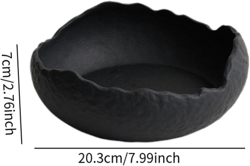 Dinner Plate Ceramic Dessert Plate Salad Plate Appetizer Plate with Irregular Shape Minimalist Japanese Design Suitable for Home Dining Gift Giving, Black - Image 3