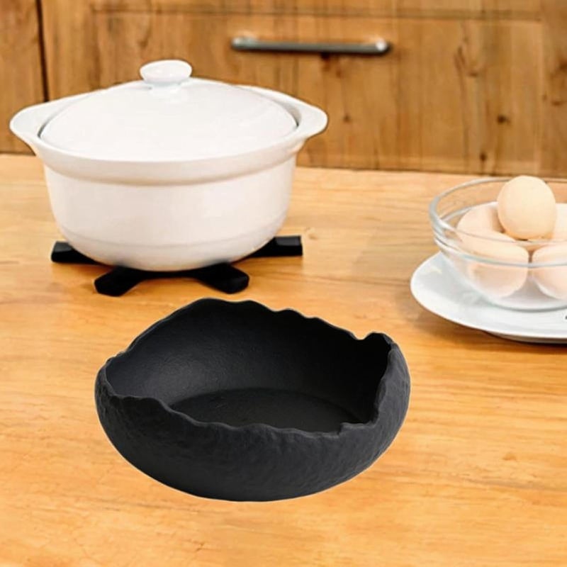 Dinner Plate Ceramic Dessert Plate Salad Plate Appetizer Plate with Irregular Shape Minimalist Japanese Design Suitable for Home Dining Gift Giving, Black - Image 5