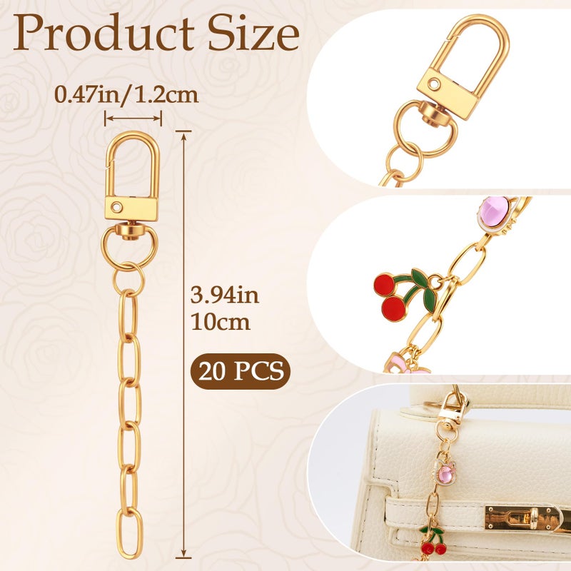 Hzopcw 20pcs Gold Keychain Making Kit, Key Ring Swivel Snap Hook Chains, Extender Keychain Bag Charm Kits for DIY Crafts Jewelry Making Handbag Purses - Image 2