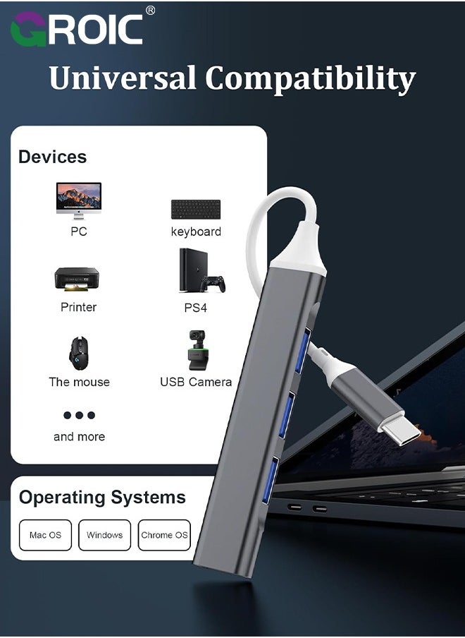 GROIC USB Hub 3.0, 4 Port USB to USB C Adapter, USB 2.0 Hub Ultra-Slim USB C Adapter USB Splitter, USB C Dock USB Extender for Laptop, iMac Pro, MacBook Air, Mac, USB to USB C, USB C to USB  - Image 5