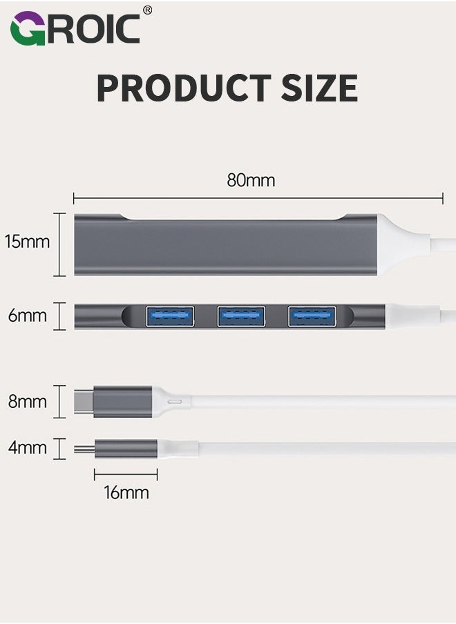 USB Hub 3.0, 4 Port USB to USB C Adapter, USB 2.0 Hub Ultra-Slim USB C Adapter USB Splitter, USB C Dock USB Extender for Laptop, iMac Pro, MacBook Air, Mac, USB to USB C, USB C to USB