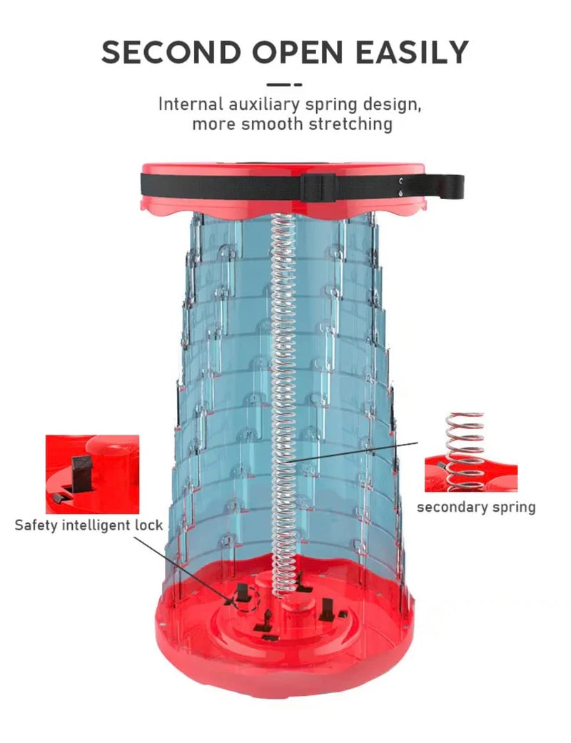 Retractable Folding Stool, Portable Chair Lightweight, Collapsible Stool, Camping Stool, Fishing, Stool for Adults. (Red) - Image 5