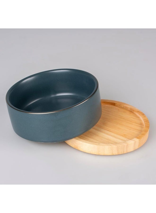 Duvo + Duvo+ Stone Timber Feeding Bowl 450ml Blue 12.5×12.5×6cm – Pet Food & Water Bowl - Image 3