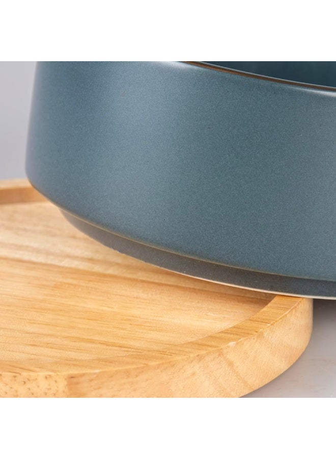 Duvo + Duvo+ Stone Timber Feeding Bowl 450ml Blue 12.5×12.5×6cm – Pet Food & Water Bowl - Image 5