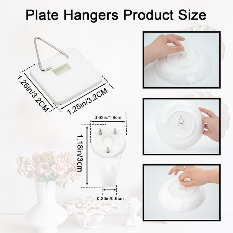 KAHIT Plate Hangers for The Wall, Adhesive Picture Hangers Plate Wall Hangers for Display Adhesive Plate Hangers for The Wall Plate Holders for Displaying On Wall Small with Invisible Nails (20 - Pack) - Image 3