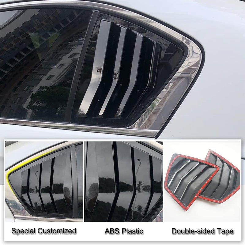 XITER 2pcs ABS Racing Style Rear Side Window Louvers for Honda Accord 9th Gen 2013-2017 Sedan (Black) - Image 3