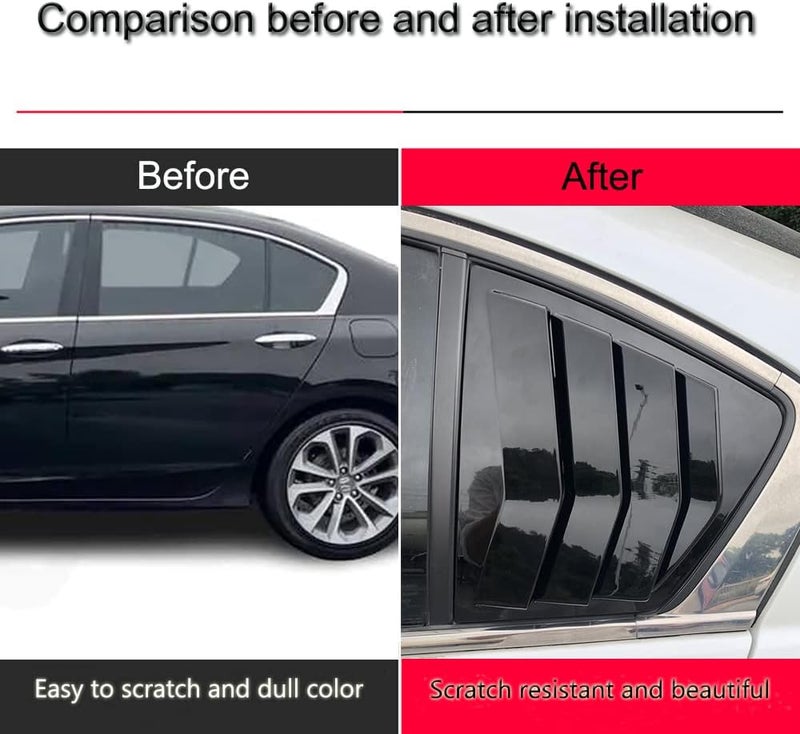 XITER 2pcs ABS Racing Style Rear Side Window Louvers for Honda Accord 9th Gen 2013-2017 Sedan (Black) - Image 4