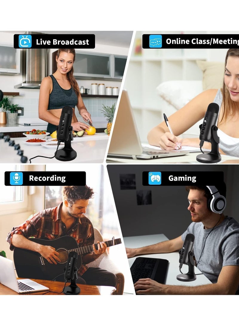 Gaming USB Microphone With Quick Mute For Phone Computer PC PS5 Studio Mic With Gain Control Echo And Monitor Volume Adjust For Streaming Vocal Recording ASMR Podcast Video. - Image 5