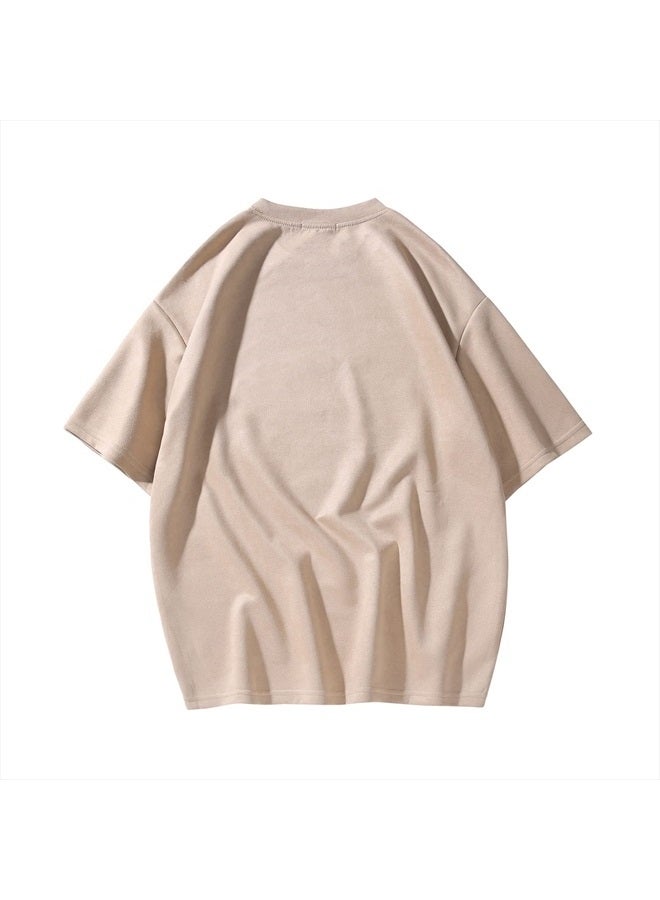 GURUNVANI Men T Shirt Streetwear Harajuku Tops Short Sleeve Crewneck T-Shirt, T3408Khaki, Medium - Image 2