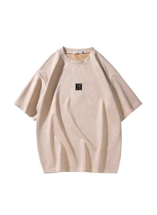 GURUNVANI Men T Shirt Streetwear Harajuku Tops Short Sleeve Crewneck T-Shirt, T3408Khaki, Medium - Image 1