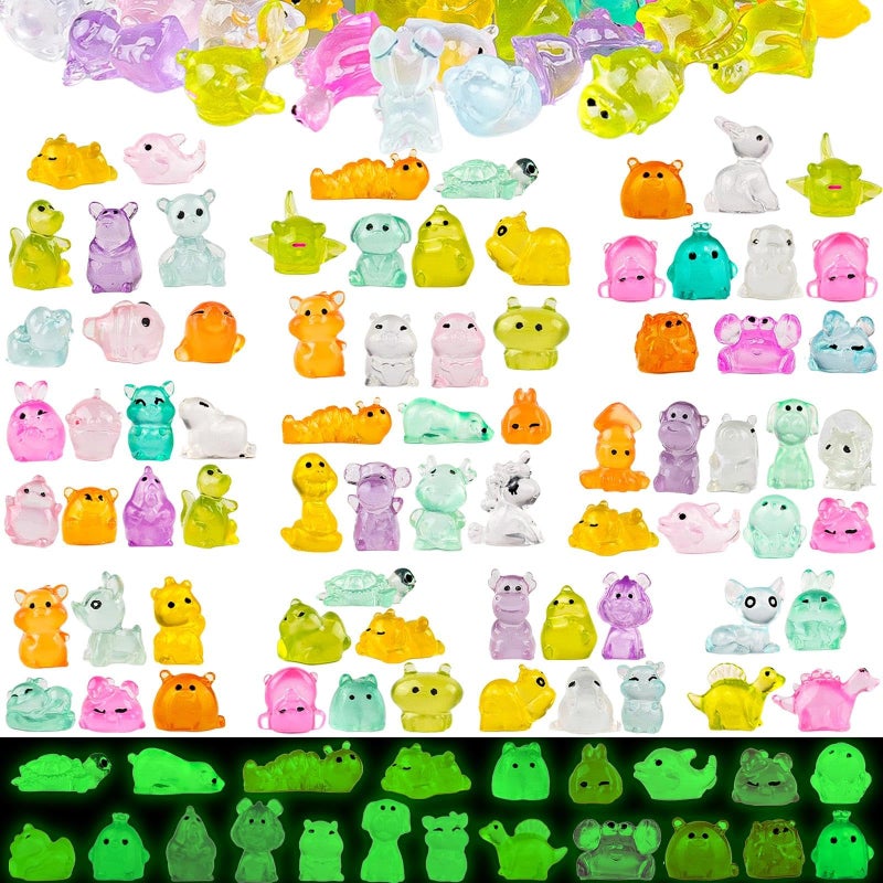 GALAOMA 120pcs Multicolor Mini Resin Animals Luminous Tiny Ducks Figures for Micro Fairy Garden Accessories Micro Landscape Ornaments DIY Mini Outdoor Decor Dinosaur Rabbit Flamingo Owls Ocean Creature - Image 1