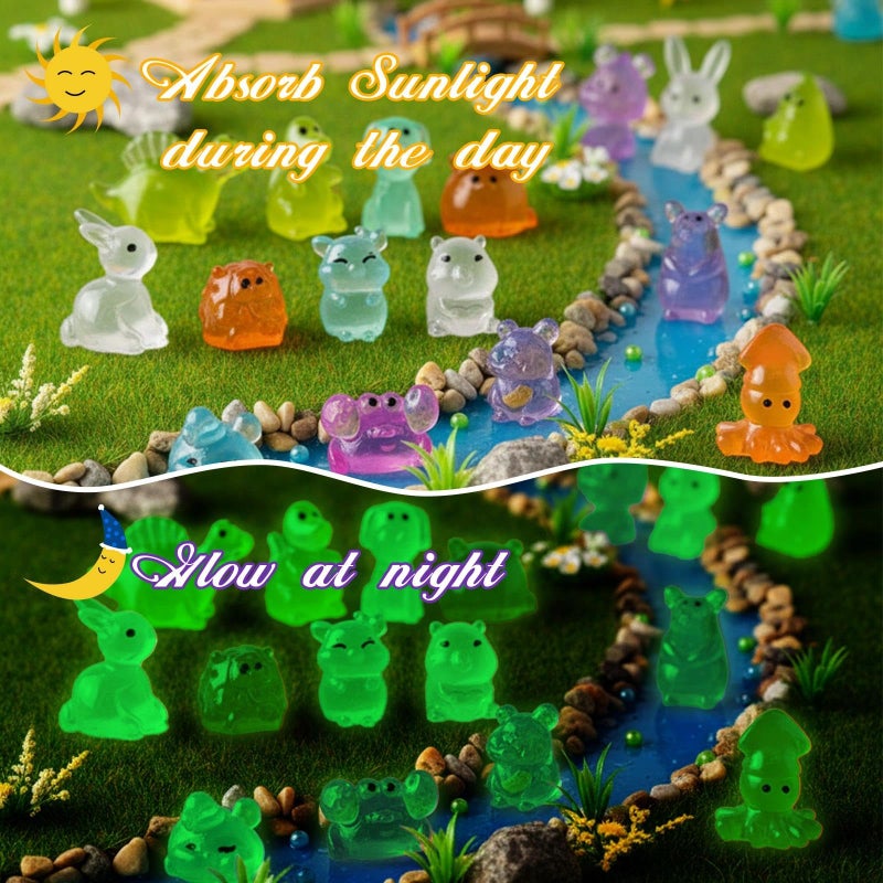 GALAOMA 120pcs Multicolor Mini Resin Animals Luminous Tiny Ducks Figures for Micro Fairy Garden Accessories Micro Landscape Ornaments DIY Mini Outdoor Decor Dinosaur Rabbit Flamingo Owls Ocean Creature - Image 3