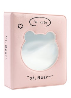 Excefore 3 inch Mini Photo Album Kpop Photocard Binder, Card Id Holder Book with 36 Pockets( Hollow Pink Bear)  - Image 1