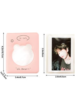 Excefore 3 inch Mini Photo Album Kpop Photocard Binder, Card Id Holder Book with 36 Pockets( Hollow Pink Bear)  - Image 3