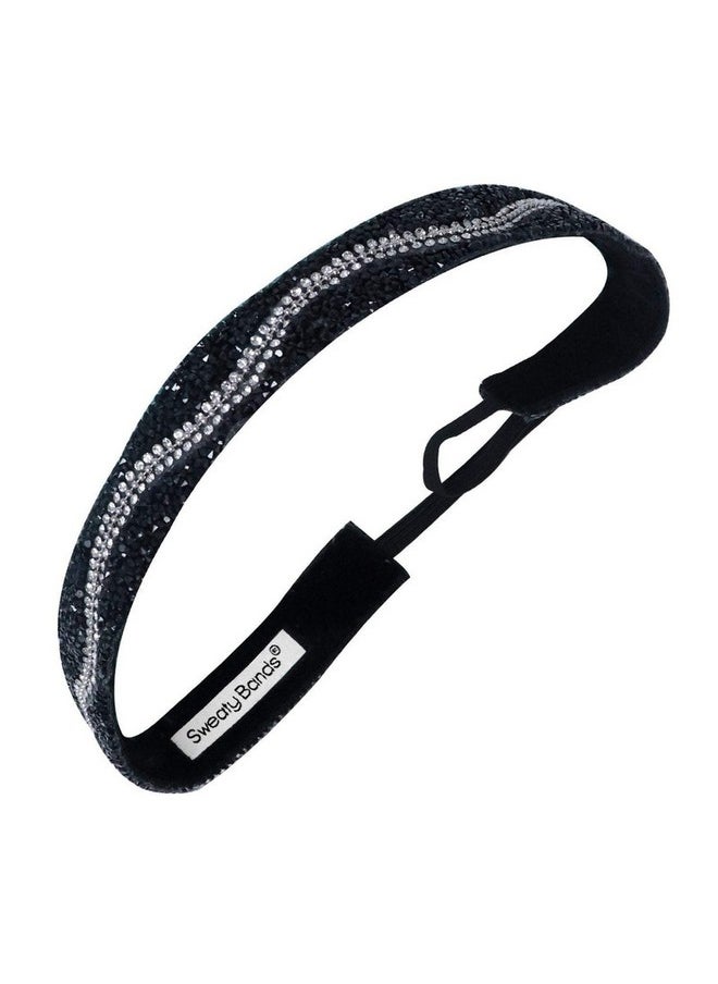 Sweaty Bands - Womens Girls Headband Nonslip Velvetlined Rhinestone Hairband Bling Swerve 3/4Inch - Image 1