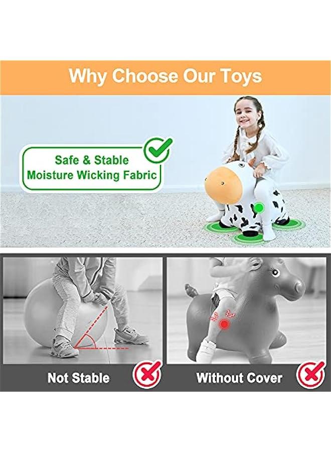 Generic Bouncy Pals Dairy Cow Hopping Horse, Plush Inflatable Animal Hopper, Indoor n Outdoor Ride on Jumping Bounce Toys, Birthday Gift for 18 Months 2 3 4 5 Year Old Kids Toddlers Boys Girls - Image 4