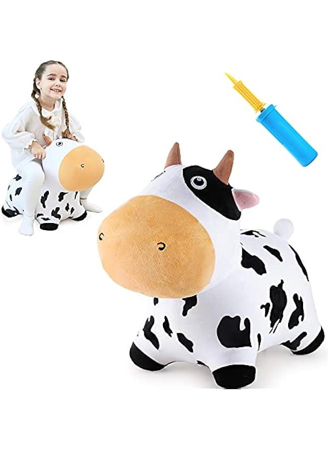 Generic Bouncy Pals Dairy Cow Hopping Horse, Plush Inflatable Animal Hopper, Indoor n Outdoor Ride on Jumping Bounce Toys, Birthday Gift for 18 Months 2 3 4 5 Year Old Kids Toddlers Boys Girls - Image 1