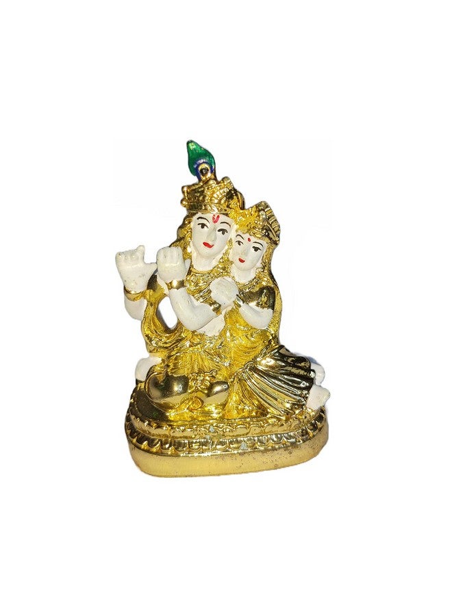 HANUMEX® Golden and White Painted Radha Krishna Idol Statue Showpiece (8 X 5 X 5 cm) Best for Home, Living Room, Diwali Decoration, Diwali Gifts for Family and Friends Corporate Gifts. - Image 2