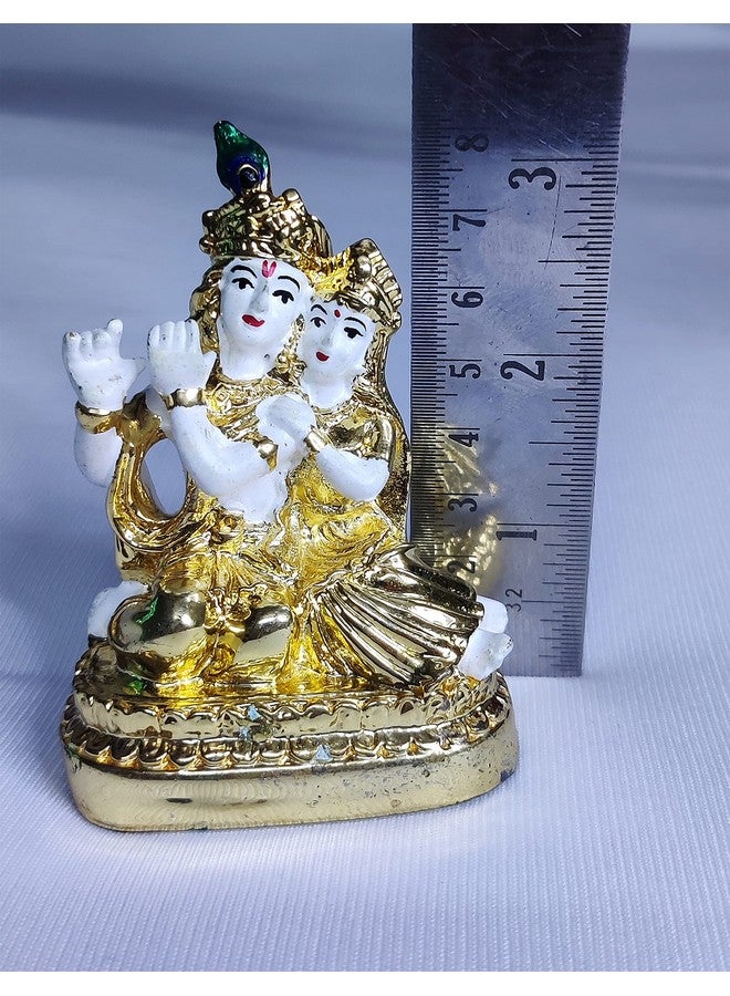 HANUMEX® Golden and White Painted Radha Krishna Idol Statue Showpiece (8 X 5 X 5 cm) Best for Home, Living Room, Diwali Decoration, Diwali Gifts for Family and Friends Corporate Gifts. - Image 3
