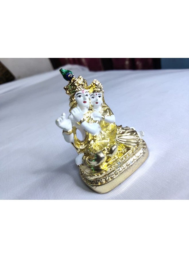 HANUMEX® Golden and White Painted Radha Krishna Idol Statue Showpiece (8 X 5 X 5 cm) Best for Home, Living Room, Diwali Decoration, Diwali Gifts for Family and Friends Corporate Gifts. - Image 4