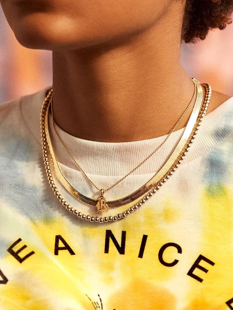 NUZON Gold Bead Choker Necklace for Women Dainty 14K Gold Plated 4mm Beaded Ball Chain Strand Adjustable Layering Necklaces Costume Jewelry 15â€™â€™ - Image 3