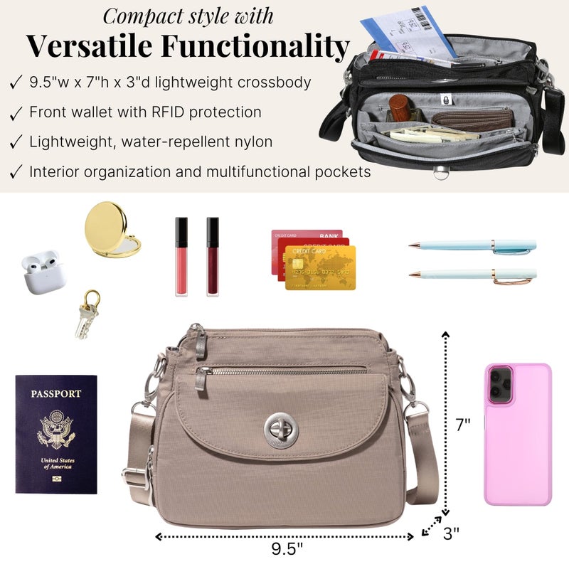 Baggallini Women's Calais Crossbody Bag, Moonrock - Image 5