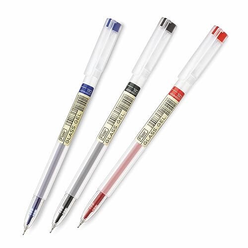 FLAIR Glass Gel Pen | Tip Size 0.6 mm | Elegant Looks | Soft Rubber Grip | WaterProof Ink | Smudge Free Writing | Ideal for School, College & Office | Blue, Black & Red Ink, Tumbler Set Of 100 Pens - Image 2