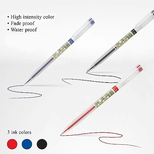 FLAIR Glass Gel Pen | Tip Size 0.6 mm | Elegant Looks | Soft Rubber Grip | WaterProof Ink | Smudge Free Writing | Ideal for School, College & Office | Blue, Black & Red Ink, Tumbler Set Of 100 Pens - Image 4