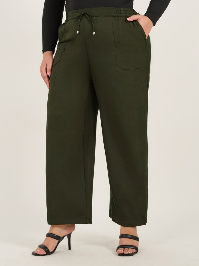 Styli Plus Size Belted Straight Leg Tapered Pants - Image 2