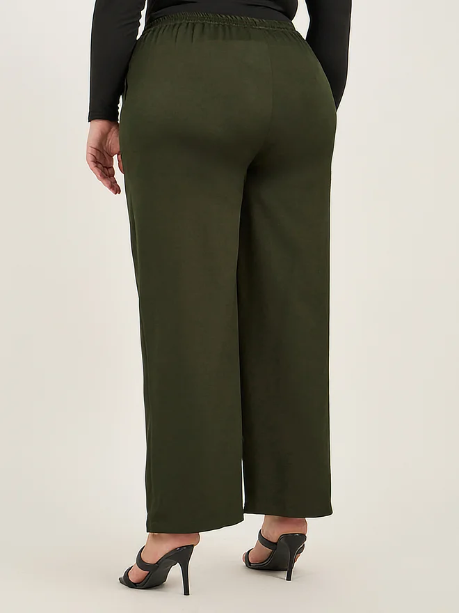 Styli Styli Plus Size Belted Straight Leg Tapered Pants