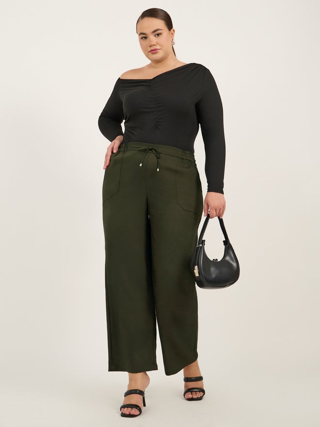 Styli Plus Size Belted Straight Leg Tapered Pants - Image 1