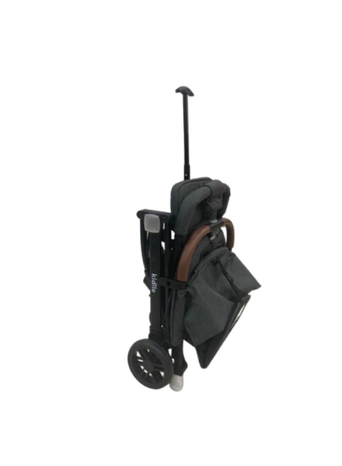 عربة أطفال خفيفة الوزن قابلة للطي مع سلة تخزين كبيرة، متعددة الأوضاع، قابلة للطي بيد واحدة، مريحة ومسطحة، رمادية - Image 4