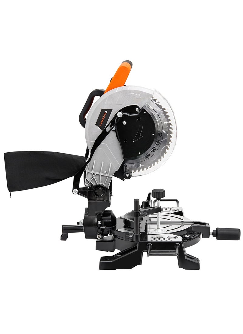 LAWAZIM - Miter Saw -1500W, 5000RPM- Single Bevel Sliding Compound Miter Saw with 255mm Sharp Blade, Tilting Head, Adjustable Cutting Angle, Dust Bag, Blade Guards, and Clamping Plate - For Cutting Wood - Image 1