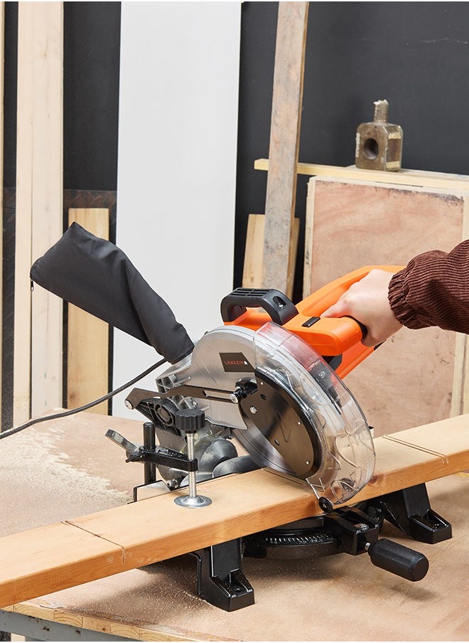 LAWAZIM - Miter Saw -1500W, 5000RPM- Single Bevel Sliding Compound Miter Saw with 255mm Sharp Blade, Tilting Head, Adjustable Cutting Angle, Dust Bag, Blade Guards, and Clamping Plate - For Cutting Wood - Image 1