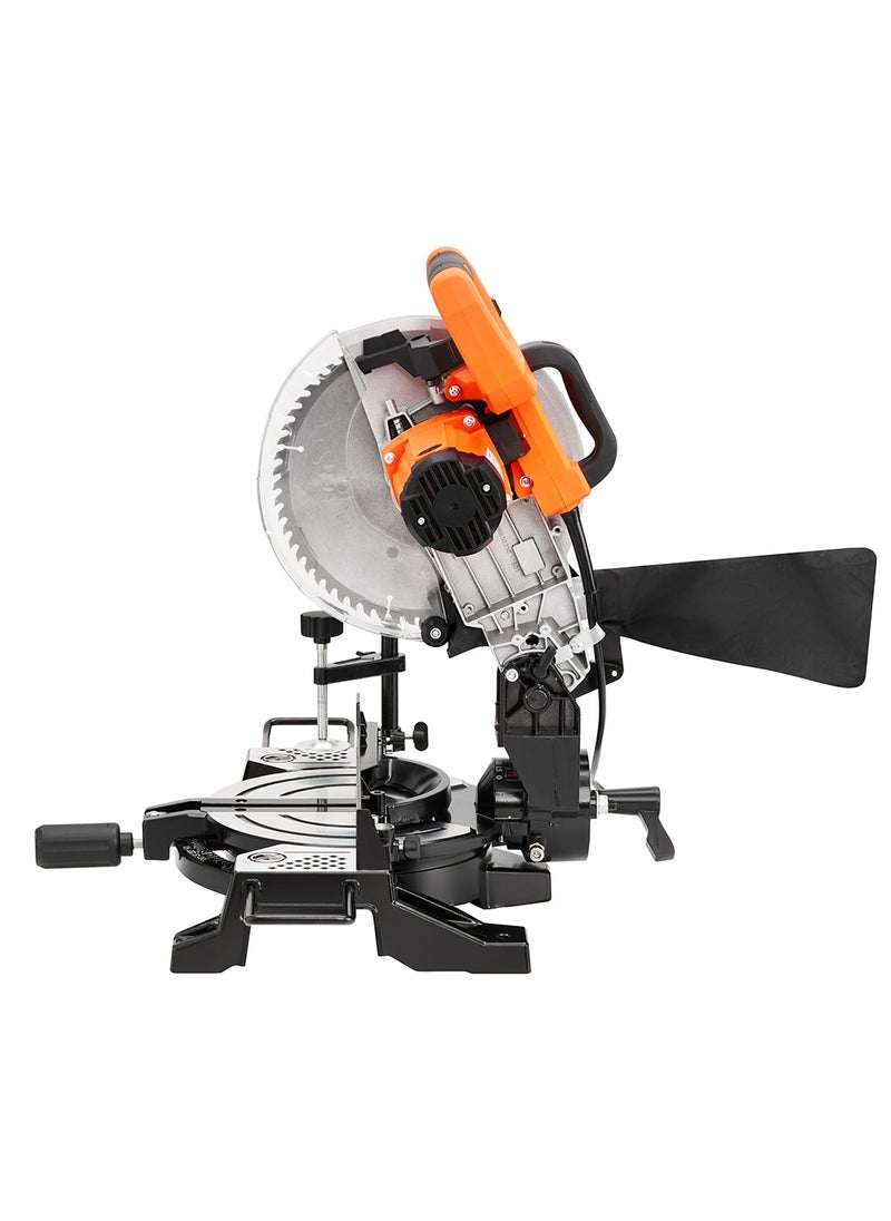 LAWAZIM - Miter Saw -1500W, 5000RPM- Single Bevel Sliding Compound Miter Saw with 255mm Sharp Blade, Tilting Head, Adjustable Cutting Angle, Dust Bag, Blade Guards, and Clamping Plate - For Cutting Wood - Image 1