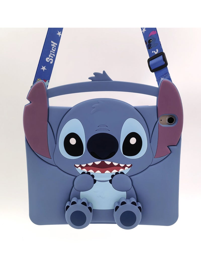 VKL Kids Case Compatible with iPad (A16) 11th/10th Generation (2025/2022), Shockproof Silicone Protective Cover with Stand, Shoulder Strap, Blue - Image 2